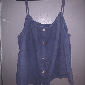 Arizona Jean Co. blue crop-tank top.
